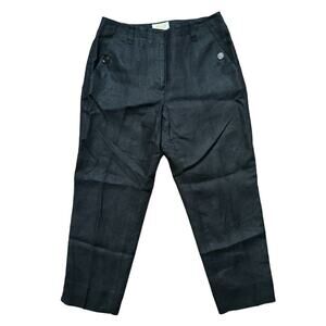VTG TALBOTS 100% Irish Linen Straight Leg Trouser Pants in Black SZ 4